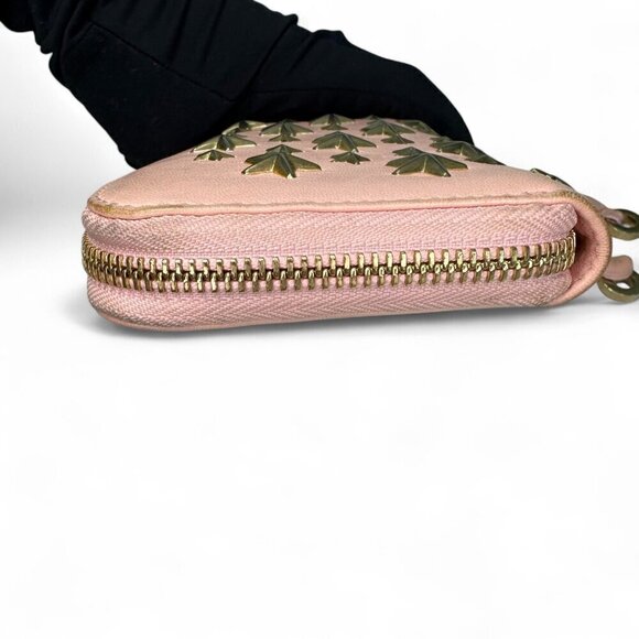 Jimmy Choo Filipa Zip-around Long Wallet in Pink Leather  Jimmy Choo Women\'s Pink Filipa Long Zip Around Wallet with Gold-Tone Stars